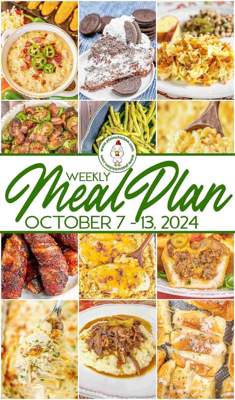 Meal Ideas For A Week, Weekly Recipes Menu Planning, Menu Ideas Weekly, Dinner Plans For The Week, Weekly Dinner Menu Ideas, Dinner Menu For The Week, Stephanie Parker, Plain Chicken Recipe, Mealprep Dinner