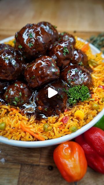 Honey Jerk Bbq Meatballs, Meat Ball And Rice Recipes, Jerk Bbq Sauce, Bbq Turkey Meatballs, Jerk Turkey, Rice Recipe Easy, Recipe Easy Quick, Jamaica Dancehall, Turmeric Rice