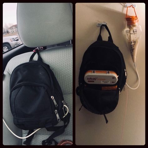 Life Hacks: Feeding Tube Edition J Tube Feeding, Feeding Tube Backpack, Feeding Tube Hacks, Taylor Kelce, Gtube Feeding, Feeding Tube Awareness, Character House, Peg Tube, Tube Feeding