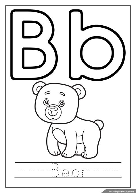 Alphabet coloring page, letter b coloring, b is for bear Letter B Coloring Pages, Letter A Coloring Pages, Letter B Worksheets, Toddler Projects, Coloring Worksheet, Worksheets Kindergarten, Shapes Preschool, Free Printable Letters, Letters For Kids