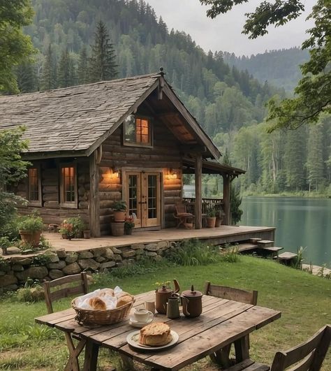 Cottage In The Middle Of The Forest, Cabin In The Middle Of The Woods, Cabin Land Sara Underwood, Home In Pine Forest, Hidden Cabin In The Woods, Cabin On A Mountain, Fall Cabins In The Woods, Cottage In The Country, Cabin In The Forest Aesthetic