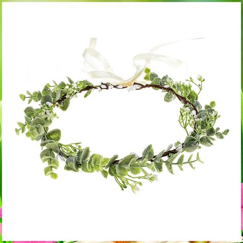 Floral Fall Artificial Baby Breath Flower Halo Wedding Crown Pink Bridal Headpiece Greenery Crown HC-24 (Eucalyptus Crown) Eucalyptus Crown, Greenery Crown, Baby Breath Flower, Bohemian Headpiece, Autumn Hair Accessories, Crown Pink, Hair Garland, Faux Eucalyptus, Bridal Halo