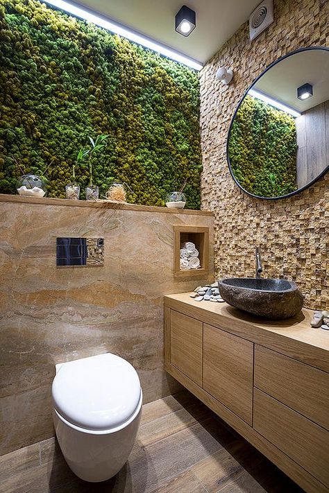 Ecodesign that integrates fitomuduli with live plants - bathroom interior design (16) Small Bathroom Remodel Designs, Minimalist Dekor, Bad Inspiration, Vertical Gardens, Bathroom Plants, Bathroom Remodel Designs, Bathroom Countertops, Trendy Bathroom, Room With Plants