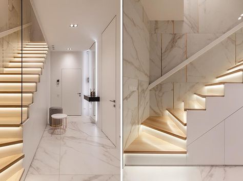 Illuminated Staircase, Staircase Interior Design, Area Gourmet, Stairs Design Interior, Stairway Design, Stairs Design Modern, Townhouse Designs, Home Stairs Design, Stair Decor