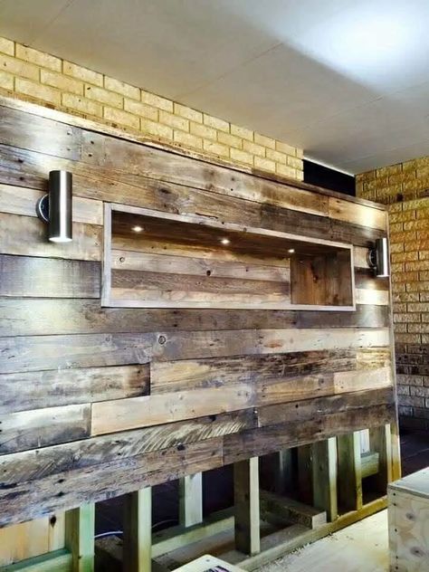 Headboard with Lights: How to Add Style and Function to Your Bedroom Pallet Bed With Headboard, Pallet Wood Headboard Diy, Pallet Bed With Lights, Pallet Headboard Diy, Diy Wood Headboard, Headboard Projects, Diy Pallet Bed, Pallet Patio Furniture, Pallet Headboard