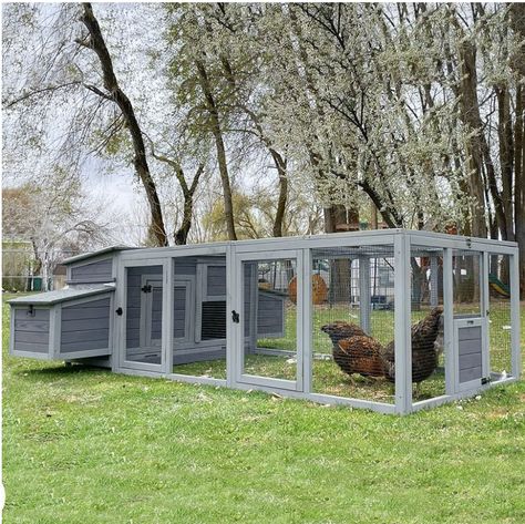 The Aivituvin Chicken Coop offers a spacious and secure haven for your poultry, accommodating 4-6 chickens or ducks. Crafted from durable outdoor-friendly wood, this large hen house is thoughtfully designed, measuring 103 inches in length. It features two nesting boxes for egg-laying convenience, ensuring a comfortable living space for your feathered companions. With a focus on both functionality and safety, this poultry cage provides ample room for your birds to move around, making it an ideal Roosting Bars, Automatic Chicken Door, Goat Shelter, Chicken Home, Roof Edge, Poultry Cage, Chicken Coop Run, Ventilation Design, Metal Chicken