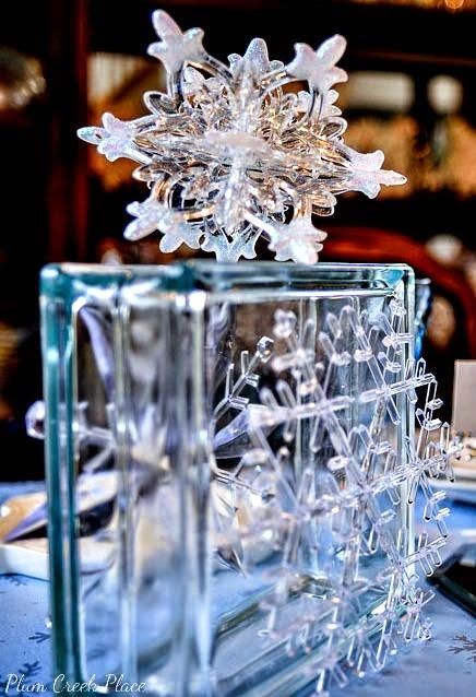 Plum Creek Place: Winterland Snowflakes and Ice Birthday Tablescape Winter Wedding Candle Centerpieces, Snow Centerpieces, December Wedding Centerpieces, Wedding Centerpieces Without Flowers, Ice Theme Party, Centerpieces Without Flowers, Flowerless Centerpieces, Birthday Tablescape, Sweet 16 Winter Wonderland