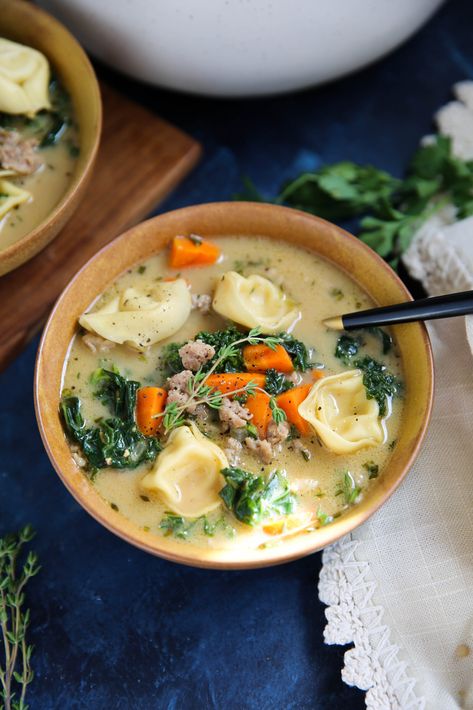 Modern Proper Tortellini Soup, Julia’s Album Sausage Tortellini Soup, Creamy Potato Soup Recipe, Olive Garden Minestrone Soup, Creamy Tortellini Soup, Italian Soup Recipes, Spinach Tortellini Soup, Chicken Tortellini Soup, Spinach Tortellini