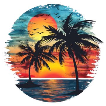 palm tree,beach,silhouette,landscape,sunrise,sunset,palm,frond,scene,backdrop,postcard,poster,sign,placement,tree,sky,summer,sun,tropical,florida,caribbean,hawaii,destination,graphic,dawn,orange,location,scenery Beach Silhouette, Palm Tree Png, Hawaii Destinations, Psd Background, Palm Trees Beach, Black And White Tree, Silhouette Png, Halloween Icons, Flower Logo