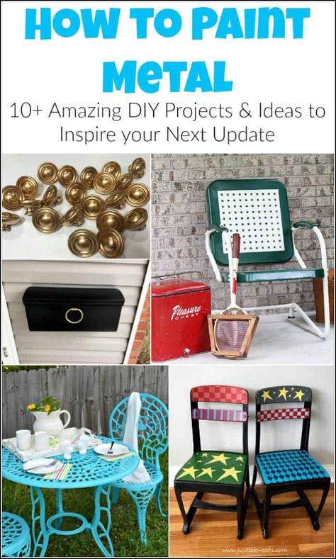 Paint For Metal Surfaces, Painted Metal Chairs Ideas, How To Paint On Metal, How To Paint Metal Furniture, Painting Metal Chairs, Painting Metal Outdoor Furniture, Painting Rusted Metal, Folding Chair Makeover, Painted Metal Chairs