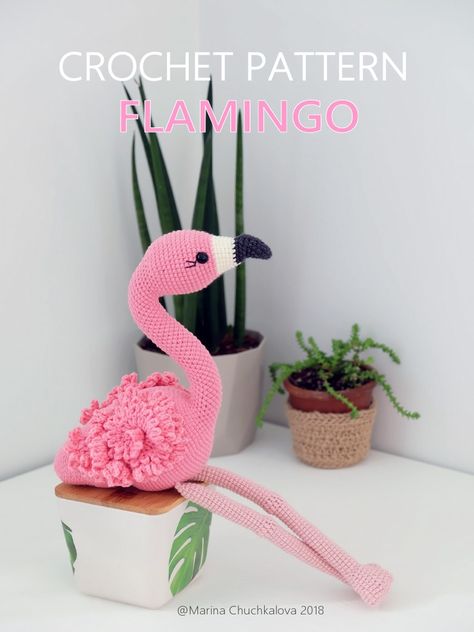 Crochet Flamingo, Crochet Mermaid, Flamingo Pattern, Bobble Stitch, Fabric Yarn, Double Crochet Stitch, Single Crochet Stitch, Yarn Art, Crochet Gifts