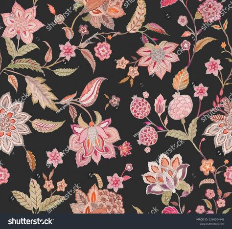 Beautiful Floral Chintz Seamless Pattern Fot Stock Illustration 2260204341 | Shutterstock Floral Chintz, Wallpaper Seamless, Chintz Fabric, Kalamkari Painting, Ajrakh Prints, Fashion Drawing Tutorial, Vintage Pattern Design, Watercolor Flower Art, Flower Art Images