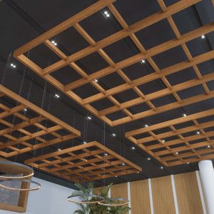 Hanging Wooden Ceiling, Suspended Wood Ceiling, Ceiling Design Commercial, Commercial Ceiling Design, Ceiling Wood Design, Wood Ceiling Design, Pine Wood Texture, Ceiling Alternatives, Ceiling Beams Living Room