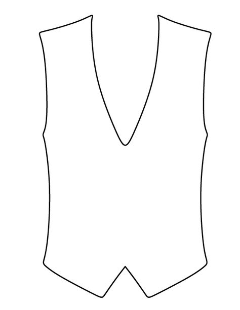 Vest pattern. Use the printable outline for crafts, creating stencils, scrapbooking, and more. Free PDF template to download and print at http://patternuniverse.com/download/vest-pattern/ Vest Template Free Pattern, Leather Vest Pattern, Suit Vest Pattern, Vest Template, Printable Outline, Baby Template, Dress Templates, Coloring Crafts, Jungle Theme Classroom