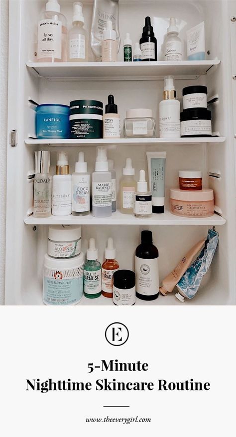 Your 5 Minute Nighttime Skincare Routine | The Everygirl Night Time Face Routine, Fall Skincare, Nighttime Skincare Routine, Chemical Exfoliation, Perfect Diet, Oil Based Cleanser, Night Time Skin Care Routine, Nighttime Skincare, Nighttime Routine