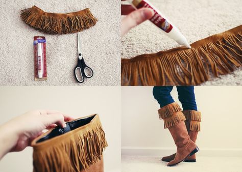 SOMETHiNG MONUMENTAL: How To Make Fringe Boots Make Fringe, Diy Fringe, Boots Diy, Fashion Tricks, Leather Tutorial, Shoe Refashion, Bag Jeans, Chocolate Wedding, Cowboy Costume