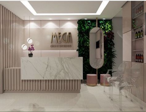 Boutique Reception Desk, Boutique Reception, Dental Design Interior, Custom Reception Desk, Nail Salon Interior Design, Dental Office Design Interiors, Spa Room Decor, Spa Interior Design, Medical Office Design