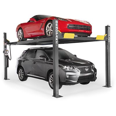 HD-9XW Four-Post Lift with Standard Width and Tall Lift by BendPak Four Post Lift, Garage Car Lift, 4 Post Car Lift, Garage Lift, Residential Garage, Car Lift, Lifted Cars, Power Unit, Hydraulic Cylinder