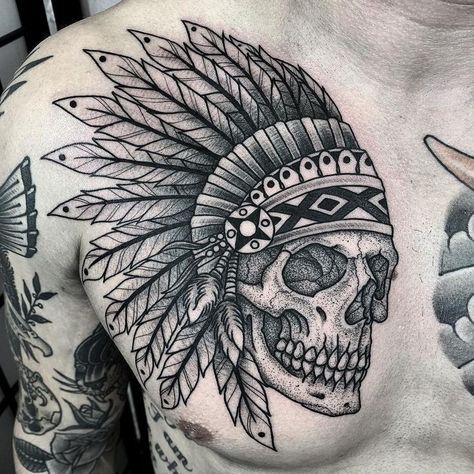 Traditional Tattoo Sleeve Filler, Arkansas Tattoo, Indian Headdress Tattoo, Indian Chief Tattoo, Military Sleeve Tattoo, Indian Skull Tattoos, Headdress Tattoo, Native American Tattoos, Native Tattoos