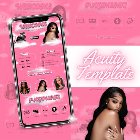 Digital Products Template, Y2k Website Template, Hairstylist Templates, Aesthetic Puzzle, Hairstylist Marketing, Iced Gems, Scheduling Template, Puzzle Feed, Hair Business