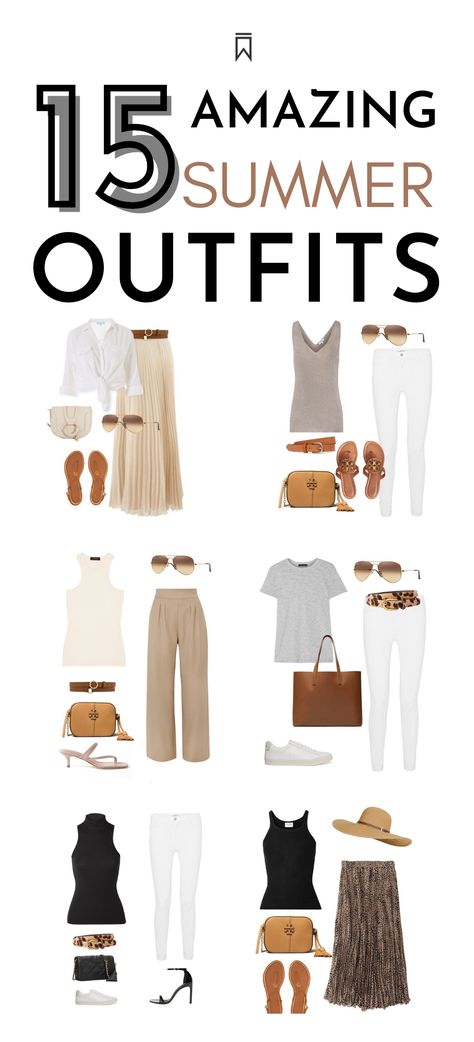 Click to discover these 15 minimalist and chic summer outfit! They are made with timeless basic essential that are probably already in your wardrobe! Expensive Looking Summer Outfits, Minimalist Chic Summer Outfit, Basic Chic Outfit Summer, Outfit Ideas Minimalist Summer, Summer Basics 2023, Brunch Style Outfits Summer, Beach Basics Outfits, Summer Trip To Europe Outfits, Touring Outfits Summer