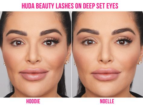 Huda Beauty Lashes, Monolid Eyes, Applying False Lashes, Almond Shaped Eyes, Deep Set Eyes, Almond Eyes, Thick Lashes, Round Eyes, Wispy Lashes