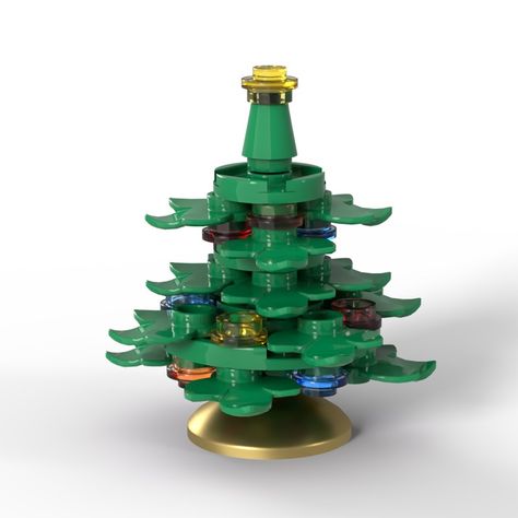 LEGO MOC Christmas Tree - Minifigure Scale by Miro | Rebrickable - Build with LEGO Lego Christmas Tree Diy, Lego Christmas Tree, Lego Christmas Village, Lego Christmas, Micro Lego, Lego Harry Potter, Christmas Villages, Lego Moc, Lego City