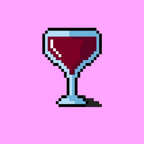 Pixel Art Design, Big Size, Premium Vector, Pixel Art, Art Style, Graphic Resources, Wine Glass, Art Design, Wine