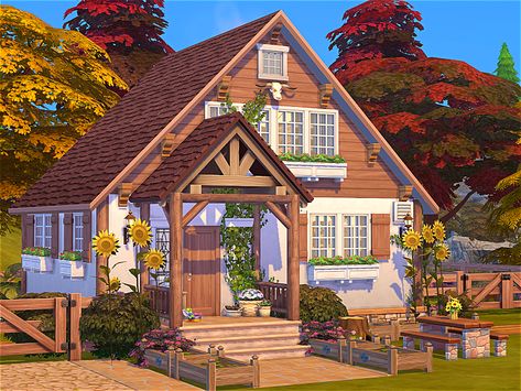 Sims 4 Tiny Cottage, Cottagecore House Sims 4 No Cc, Ts4 Cottage Living, Sims 4 Cottage Living No Cc, Sims 4 Cordelia's Secret Cottage, Sims 4 Cottage, Woodland Cottage, The Sims 4 Lots, Sims 4 Kitchen