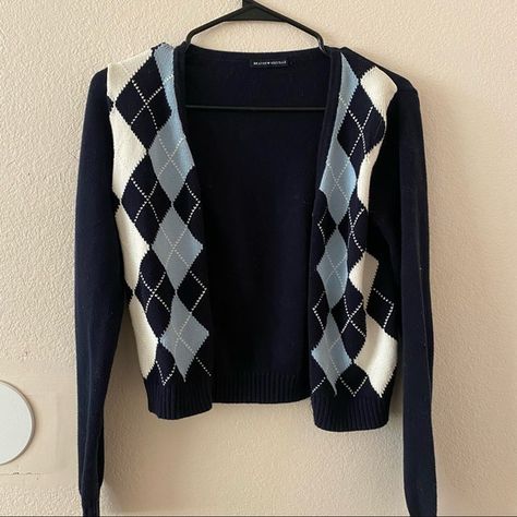 Brandy Melville Elizabeth Cotton Argyle Sweater Blue And White Fits, White Fits, Brandy Melville Sweaters, Argyle Sweater, Blue Baby, Brandy Melville, Brandy, Baby Blue, Blue And White