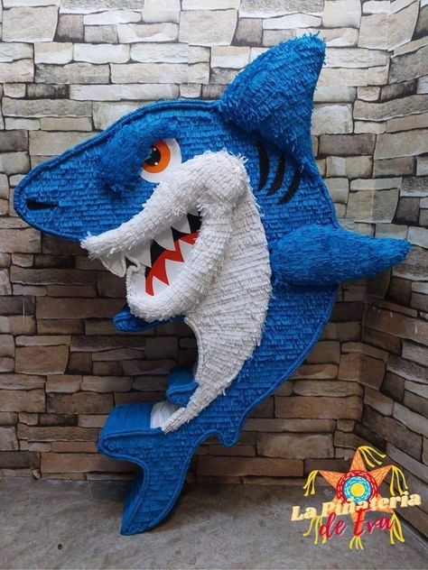 Shark Pinata, Mexican Pinata, Princess Jasmine Birthday Party, Birthday Pinata, Jasmine Birthday, Shark Themed Birthday Party, Ocean Theme Party, Piñata Ideas, Diy Pinata