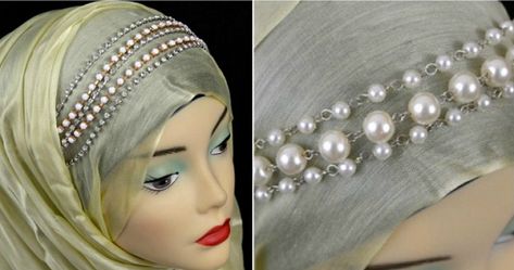 Bejeweled Headband Hijabs Styles At Life How To Wear Hijab, Pins Diy, Hijab Accessories, Accessories For Wedding, Simple Hijab, Beautiful Veil, Beauty Background, Hijab Pins, Royal Tiaras