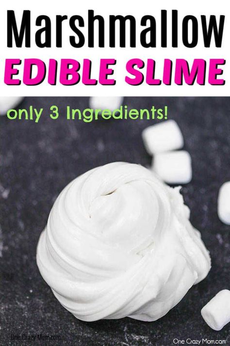 MARSHMALLOW SLIME Marshmallow Playdough Recipes, Marshmallow Arts And Crafts For Kids, Edible Slime Recipe Marshmallow, Marshmallow Slime Recipe, Thanksgiving Slime, Marshmellow Slime, Edible Marshmallow Slime, Marshmallow Slime, Fluff Slime