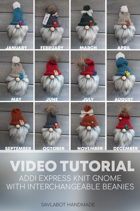 Knitted Gnome Hat, How To Make Pothead Gnomes, Yarn Gnomes Diy, Diy Gnomes Tutorials, Free Gnome Patterns, Gnome Magnets, Gnomes Tutorial, Knit Gnome, Addi Knitting Machine