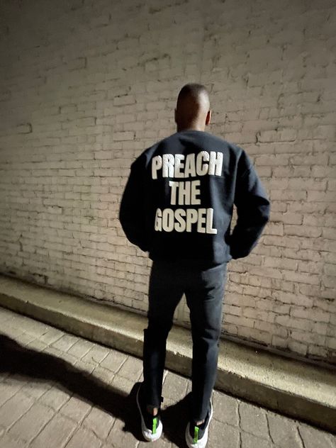 Preach the Gospel Unisex Christian Crewneck Sweatshirt — Child of God Co. Men’s Christian Apparel, Men Christian Shirts Designs, Mens Christian Apparel, Christian Clothing Design, Christian Clothing Ideas, Christian Streetwear T-shirts, Christian Crewneck Sweatshirt, Christian Streetwear Fashion, Christian Merch Aesthetic