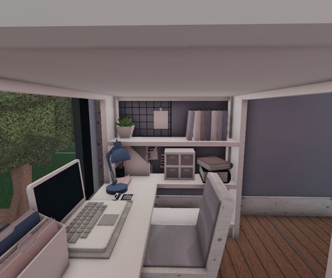 Bloxburg desk ideas Desk Area Bloxburg, Bloxburg Bedroom No Game Passes, Bloxburg Desk Ideas, Bloxburg Office Ideas, Neutral Desk, Desks Ideas, Bloxburg Aesthetic, Blocksburg Room Ideas￼