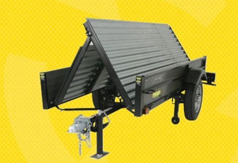 Lifetime's folding trailer significantly reduces storage space requirements. When you're done carting loads for the weekend, the trailer folds to just 29 inches wide in a process that takes only 90 seconds. Work Wagon, Mechanic Engineering, Trailer Dolly, Expedition Trailer, Trailer Diy, Off Road Trailer, Trailer Build, Steel Bed, Skateboard Design