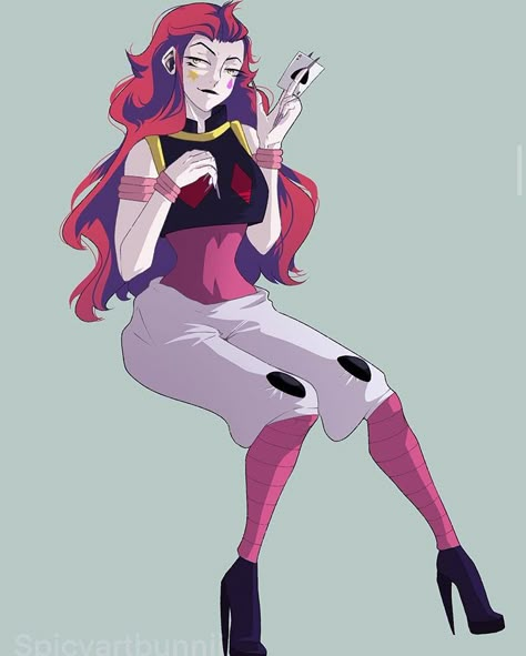 Hxh Female Characters, Hisoka Genderbend, Hisoka Outfits, Hxh Genderbend, Female Hisoka, Red Hair Costumes, Red Hair Characters, Genderbent Cosplay, Red Hair Costume