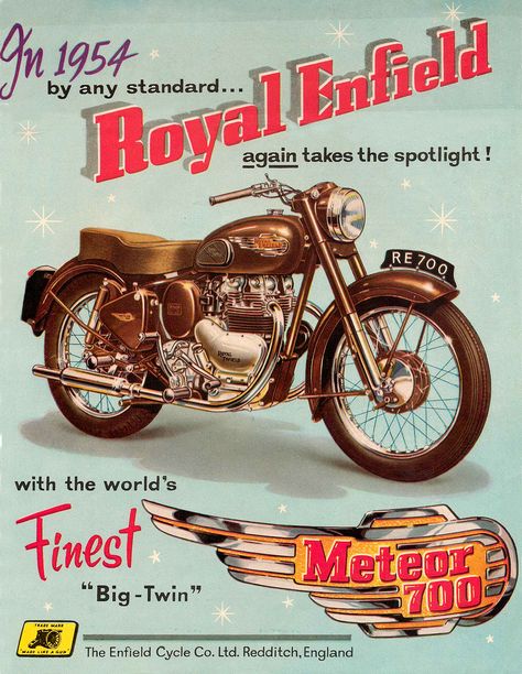 Explore bullittmcqueen photos on Flickr. bullittmcqueen has uploaded 4077 photos to Flickr. Stare Reklamy, Royal Enfield Meteor, Art Moto, Royal Enfield Accessories, Royal Enfield Modified, Motos Vintage, Enfield Motorcycle, Vintage Motorcycle Posters, Enfield Classic