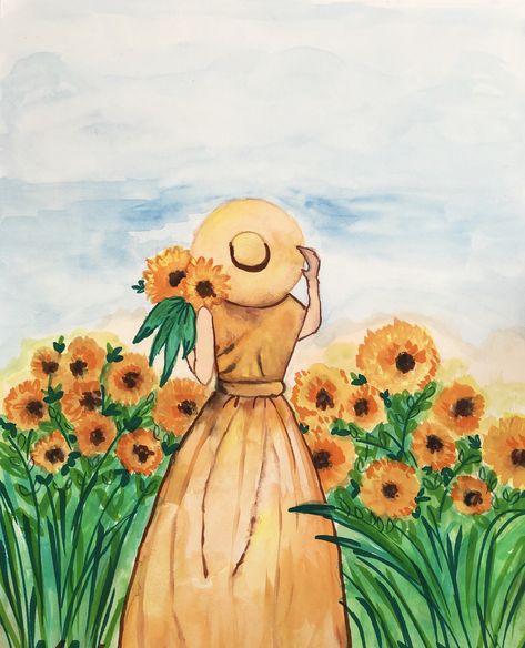 “I want to be like a sunflower; So that even on the darkest days  I will stand tall and find the sunlight.”  Happiness and sunshine 🌻 #watercolour #paintmeditation #therapy Flower Garden Drawing, Sunflower Sketches, Darkest Days, Sunflower Drawing, Person Drawing, Sunken Garden, Garden Drawing, I Want To Be, Water Colour