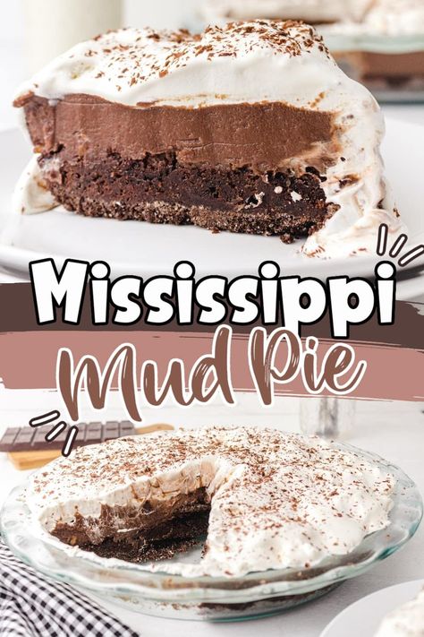 Mississippi Mud Pie Mississippi Mud Recipe, Missippi Mud Pie, Lazy Desserts, Mississippi Mud Pie Recipe, Chocolate Masterpiece, Mud Pie Recipe, Baked Chocolate Pudding, Slab Pies, Chocolate Graham Cracker Crust