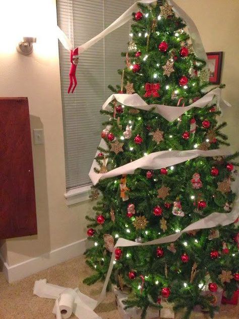 Elf On The Shelves, Funny Christmas Tree, Elf Magic, Awesome Elf On The Shelf Ideas, Xmas Elf, Elf Antics, Elf Fun, 17 December, Christmas Organization