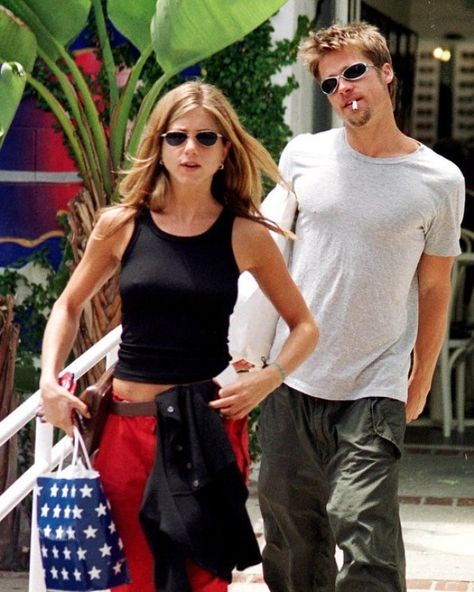 Brad Pitt and Jennifer Aniston. 90's inspo. Iconic Couples. Follow @flirtyfull for more daily inspo. Brad Pitt, Jennifer Aniston, On Instagram, Instagram