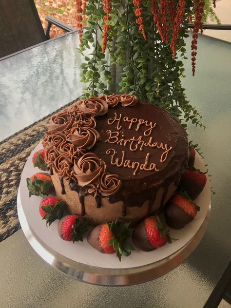 Chocolate With Strawberries Cake, 3 Layer Chocolate Cake Birthday, Chocolate On Chocolate Birthday Cake, Chocolate Cake With Strawberries On Top, Chocolate Cake Decoration Ideas, Beautiful Birthday Cakes Chocolate, Simple Chocolate Birthday Cake, Chocolate Cake Birthday Decoration, Chocolate Cake With Strawberries