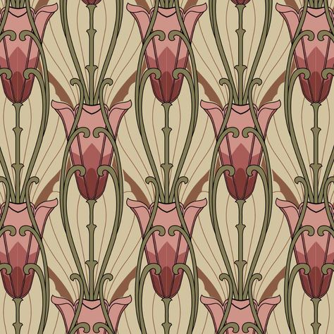 Nouveau Wallpaper, Art Nouveau Wallpaper, 2022 Summer Fashion, Art Deco Motif, Motifs Art Nouveau, Art Deco Prints, Lady Clothes, Art Deco Fabric, Art Nouveau Pattern