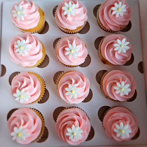 Pretty in pink 💗 Custom cupcakes in Trott park 😋 3rd Birthday Cupcakes For Girl, 1st Birthday Cupcakes Girl, Gabby Birthday, Girl Birthday Cupcakes, Daisy Cupcakes, 1st Birthday Cupcakes, Baking For Beginners, Birthday Purple, Shasta Daisy