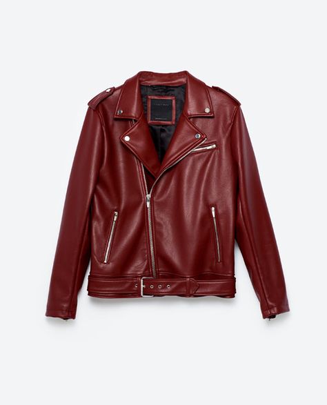 Image 8 of BIKER JACKET from Zara Dark Red Leather Jacket, Jacket Png, Red Leather Jacket Outfit, Jacket Outfit Men, Leather Jacket Outfit Men, Revival Clothing, Leather Jacket Outfit, Leather Jacket Men Style, Jacket Ideas