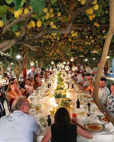 Dinner under a lemon tree  Capri Italy. Photo by @idressitalian Stag Party, Italy Photo, Long Table, Lemon Tree, Italian Wedding, Italy Wedding, Mariah Carey, Wedding Bells, Marry Me