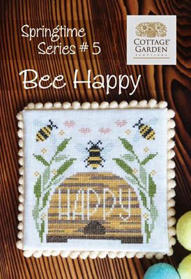 Bee Happy Chart Cottage Garden Samplings Free Bee Cross Stitch Pattern, Small Bee Cross Stitch Pattern, Cottage Garden Samplings, Hive Rules Cross Stitch, Bee Happy Cross Stitch, Cross Stitch Free, Stitch Easter, Bee Skep, Cottage Garden Cross Stitch Gallery.ru