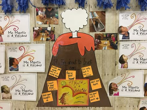 My Mouth Is A Volcano Craft, My Mouth Is A Volcano Anchor Chart, My Mouth Is A Volcano Activities Free, Volcano Activities, Social Emotional Activities, Classroom Transformation, First Day Of School Activities, Leader In Me, Teacher Desk